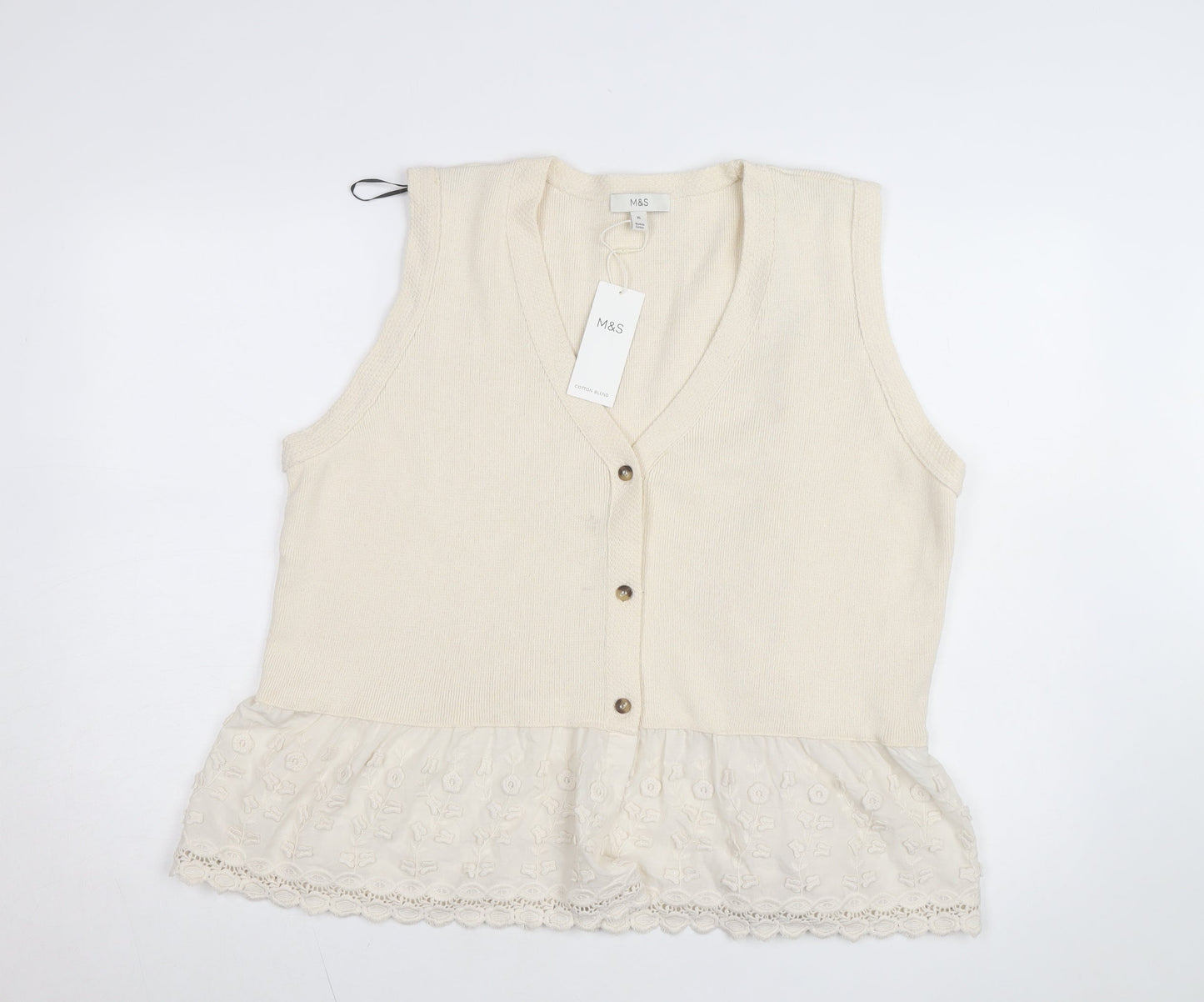 Marks and Spencer Women’s Beige Sleeveless Knit Tunic Blouse XL