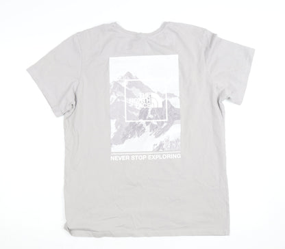 The North Face Unisex Grey Graphic Print T-Shirt L Outdoor Style