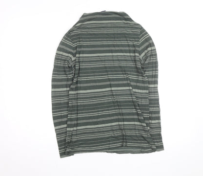 GAP Women's Green Striped Long Sleeve Cowl Neck T-Shirt M
