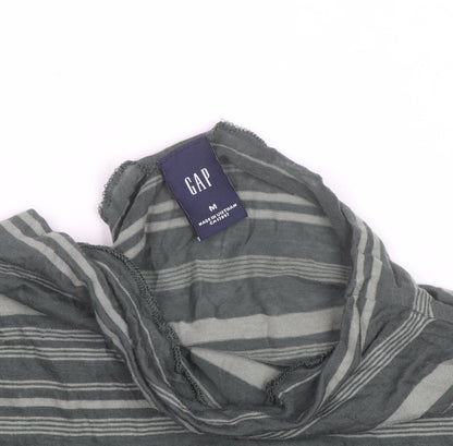 GAP Women's Green Striped Long Sleeve Cowl Neck T-Shirt M