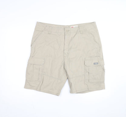 Wrangler Men Beige Cargo Shorts Size 38 Relaxed Fit Cotton