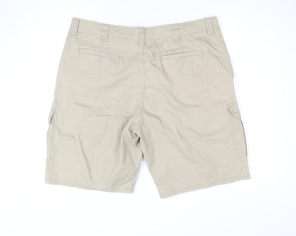 Wrangler Men Beige Cargo Shorts Size 38 Relaxed Fit Cotton