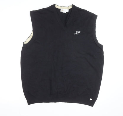 Il Migliore Men's Black V-Neck Cotton Blend Knitted Vest L