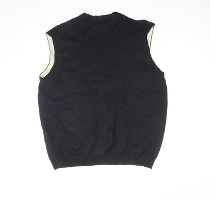 Il Migliore Men's Black V-Neck Cotton Blend Knitted Vest L