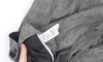 Marks and Spencer Women’s Grey Linen Blend Paperbag Tapered Trousers Size 16