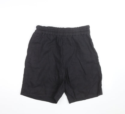 COS Men’s Black Linen Chino Shorts Size M Elastic Waist