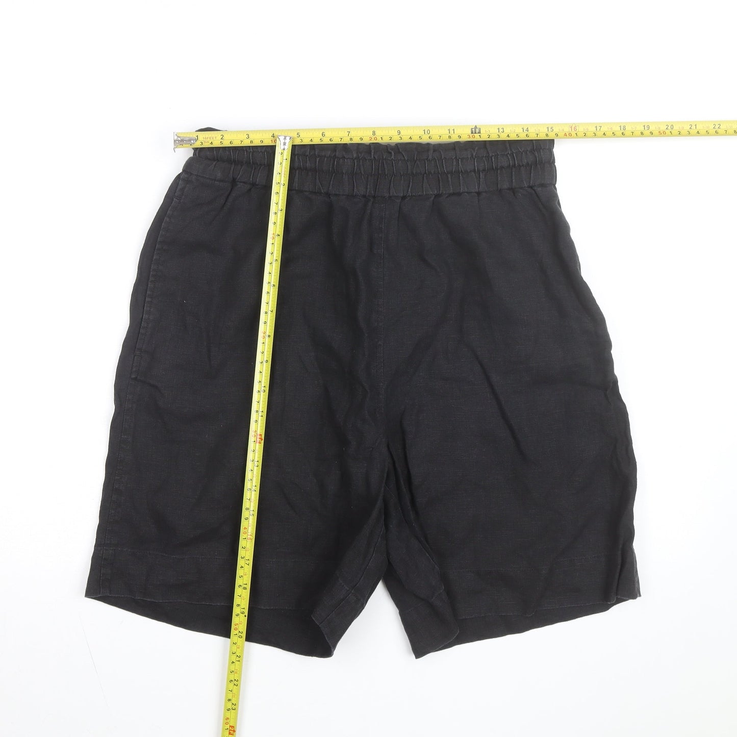 COS Men’s Black Linen Chino Shorts Size M Elastic Waist