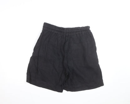 COS Men’s Black Linen Chino Shorts Size M Elastic Waist