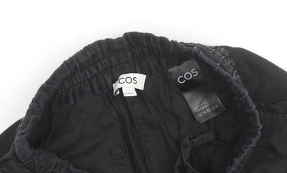 COS Men’s Black Linen Chino Shorts Size M Elastic Waist