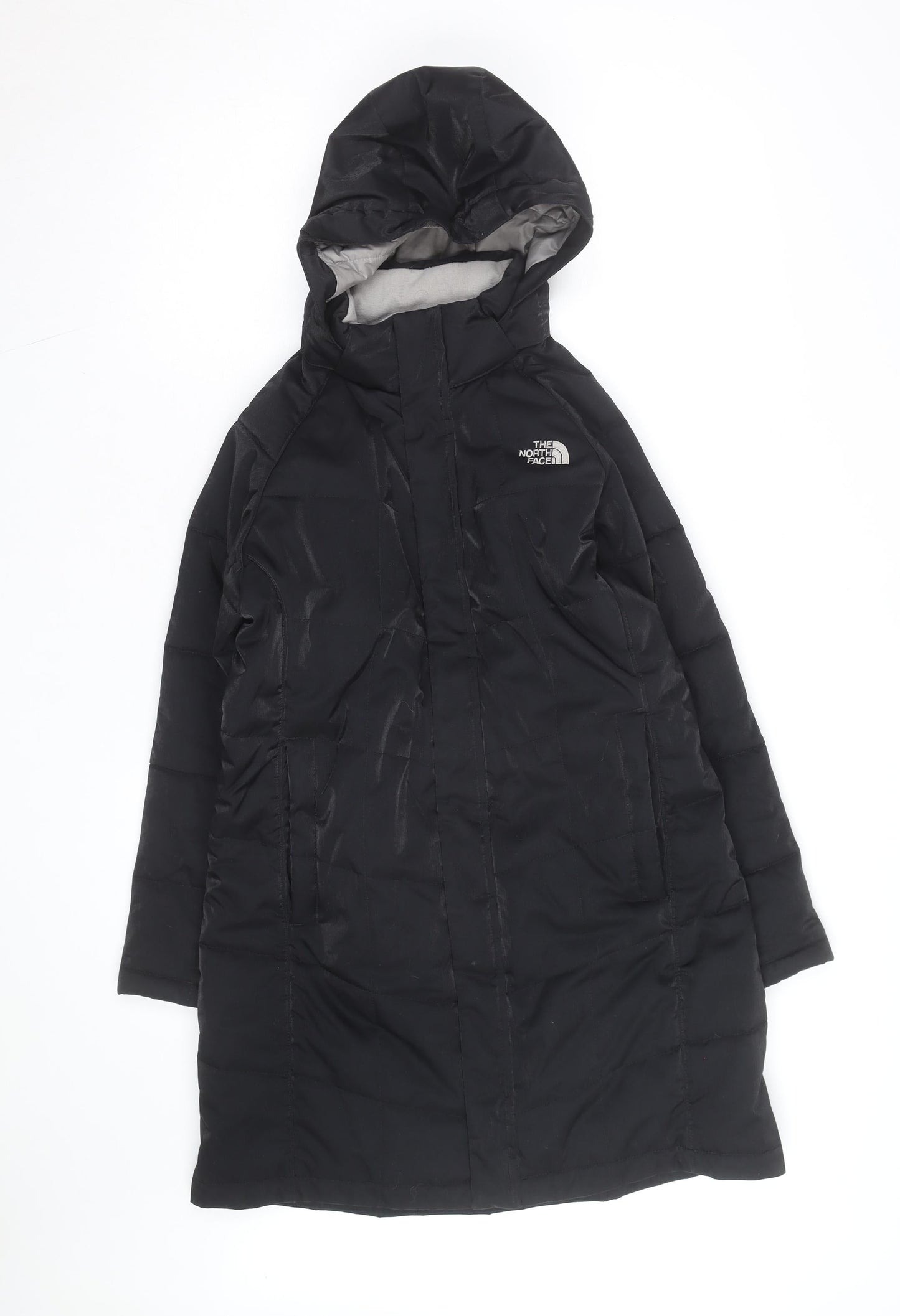 The North Face Women's Black Long Hooded Puffer Coat Size 14