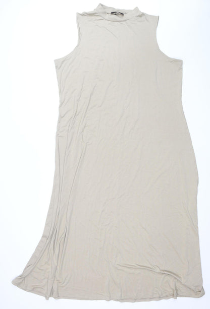 Marks and Spencer Women Beige Long Sleeveless Shift Dress Size 22