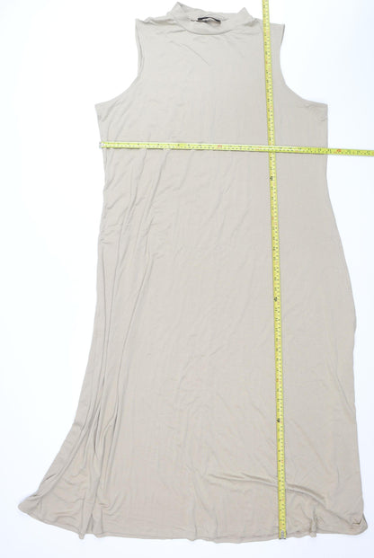 Marks and Spencer Women Beige Long Sleeveless Shift Dress Size 22