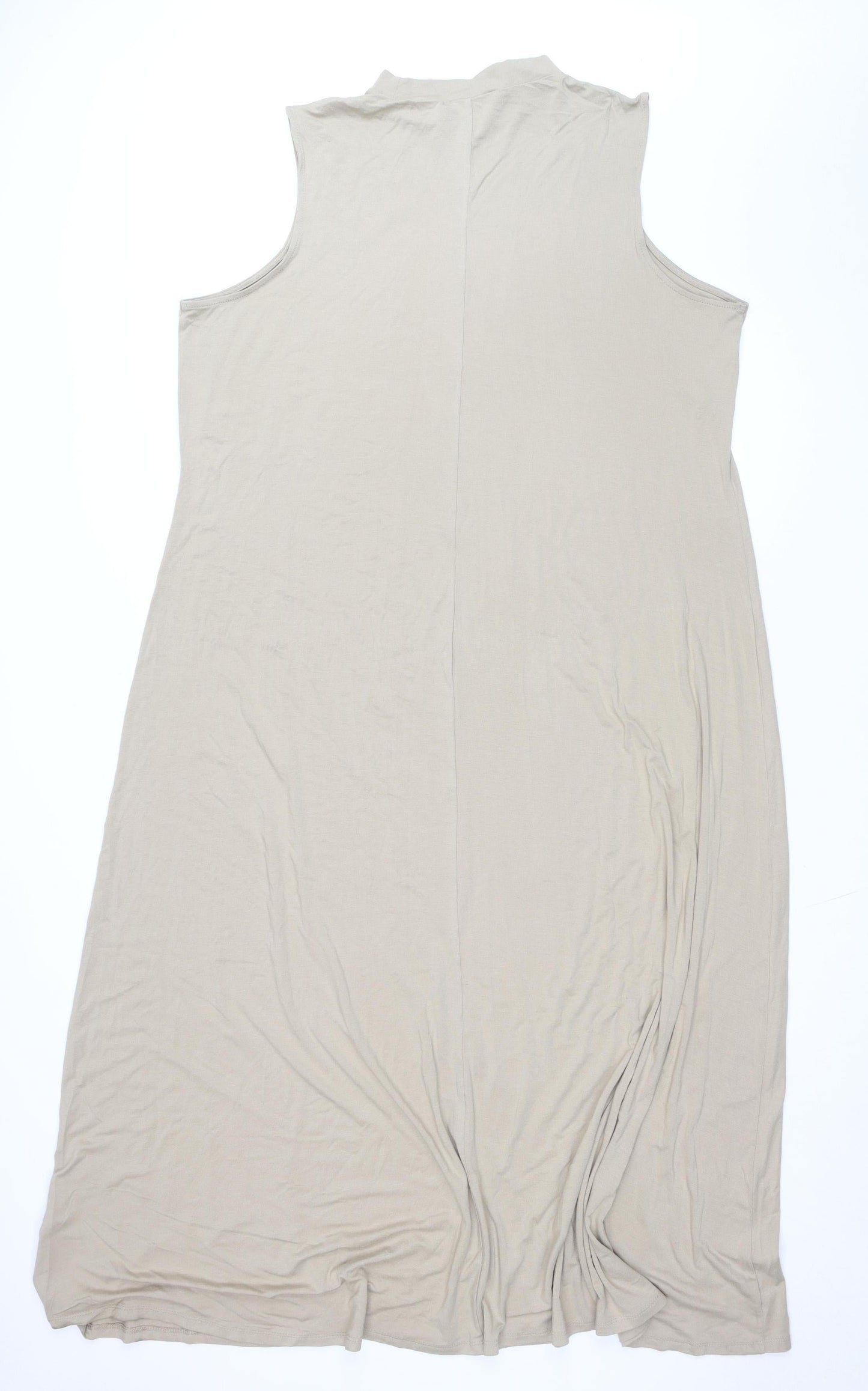 Marks and Spencer Women Beige Long Sleeveless Shift Dress Size 22