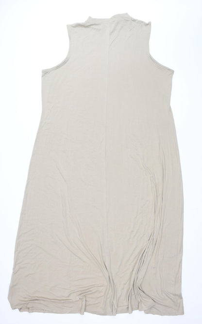 Marks and Spencer Women Beige Long Sleeveless Shift Dress Size 22