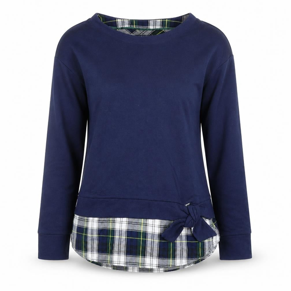 IZOD Women Blue Cotton Crew Neck Pullover Jumper M