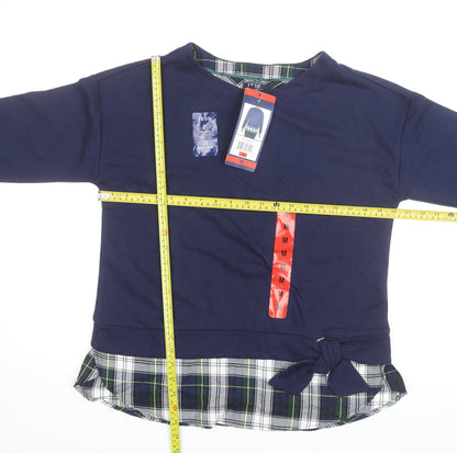 IZOD Women Blue Cotton Crew Neck Pullover Jumper M