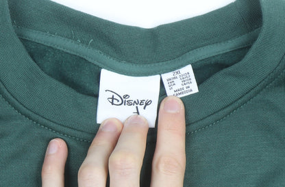 Disney Women Green Mickey Mouse Pullover Sweatshirt 2XL