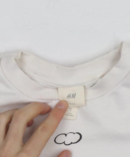 H&M Women’s White Snoopy Ski Crew Neck Sweatshirt Size S