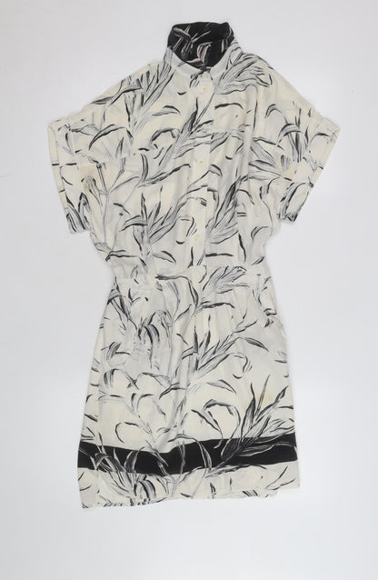AllSaints Women’s Black White Silk Shirt Dress Size 8