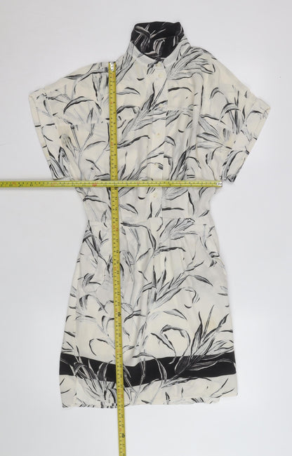 AllSaints Women’s Black White Silk Shirt Dress Size 8