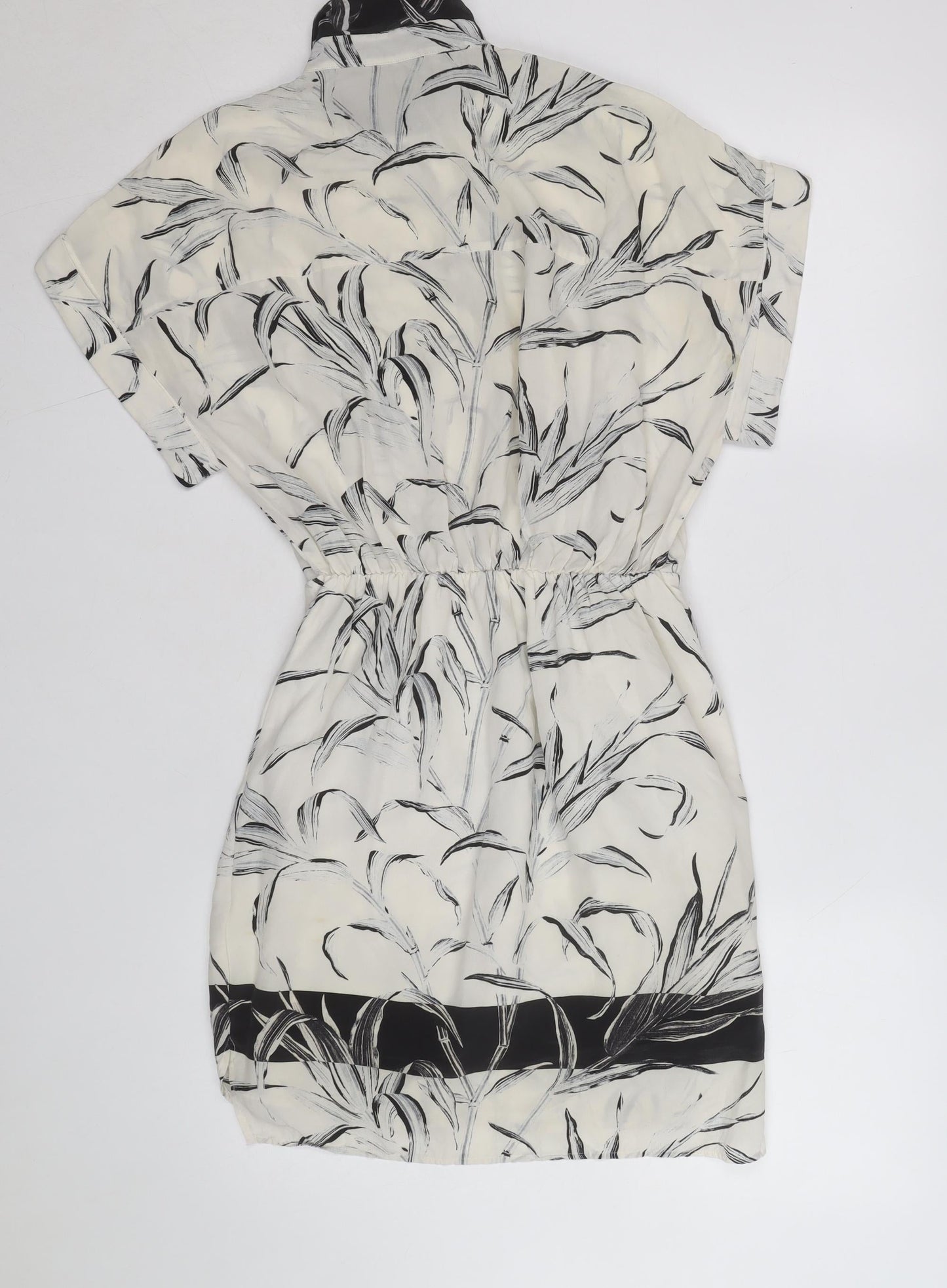 AllSaints Women’s Black White Silk Shirt Dress Size 8