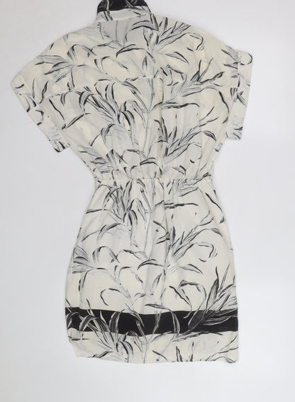 AllSaints Women’s Black White Silk Shirt Dress Size 8