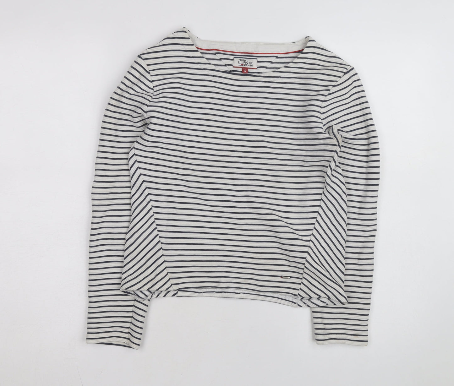 Tommy Hilfiger Women’s White Striped Long Sleeve Cotton T-Shirt S