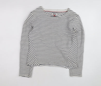 Tommy Hilfiger Women’s White Striped Long Sleeve Cotton T-Shirt S