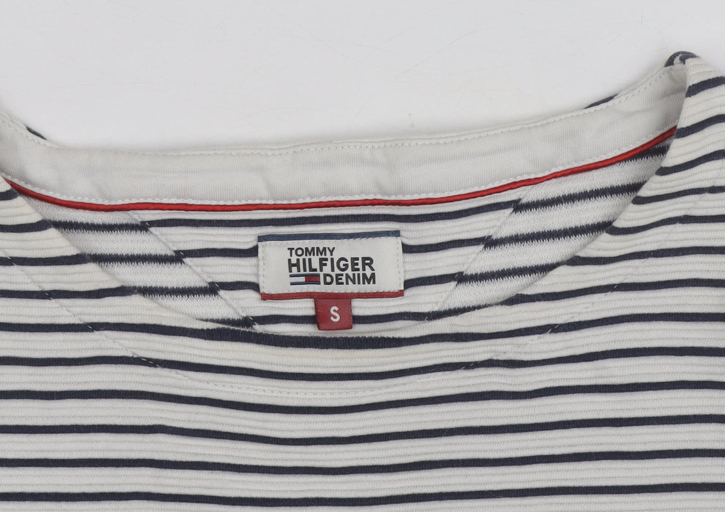 Tommy Hilfiger Women’s White Striped Long Sleeve Cotton T-Shirt S