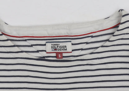 Tommy Hilfiger Women’s White Striped Long Sleeve Cotton T-Shirt S