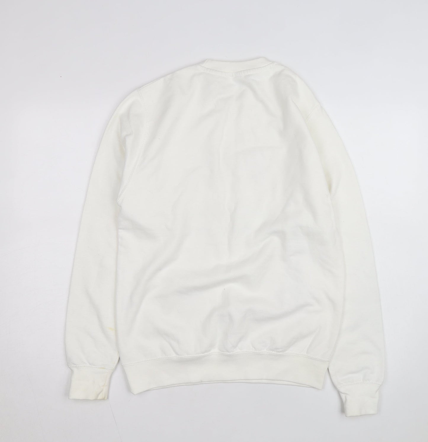 Just Hoods Women White Small Pullover Sweatshirt Snoopy ABBA Print