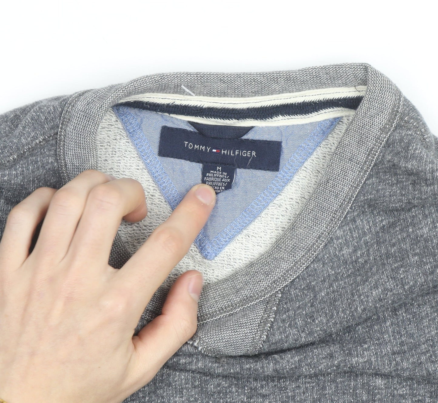 Tommy Hilfiger Men's Grey Cotton Crew Neck Pullover Sweatshirt M