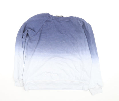 Marks and Spencer Womens Blue Ombre Cotton Pullover Sweatshirt Size 14