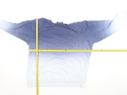 Marks and Spencer Womens Blue Ombre Cotton Pullover Sweatshirt Size 14