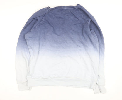 Marks and Spencer Womens Blue Ombre Cotton Pullover Sweatshirt Size 14