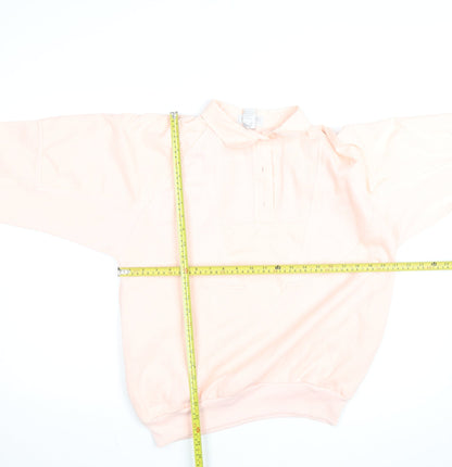Lavon Womens Pink Collared Henley Knit Jumper Size S Vintage