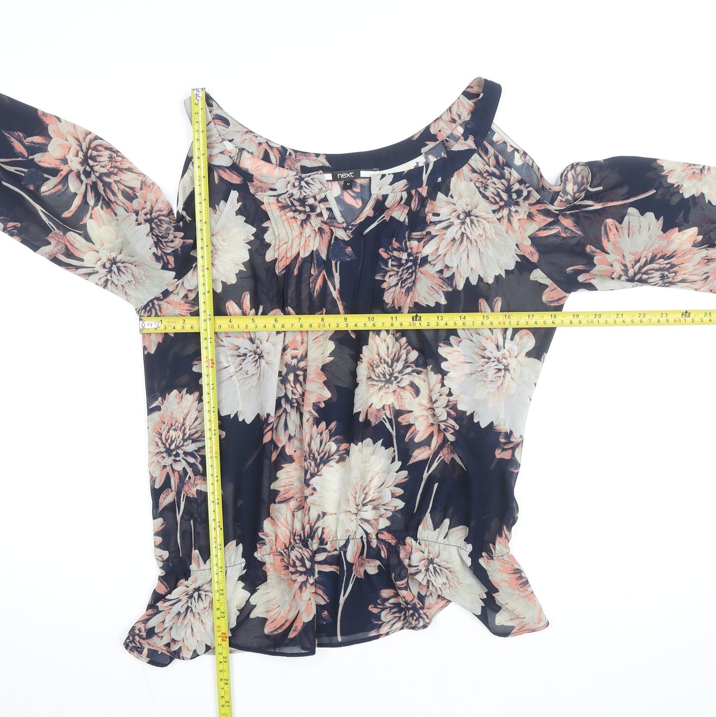 Next Women's Multicoloured Floral Cold Shoulder Blouse Size 12
