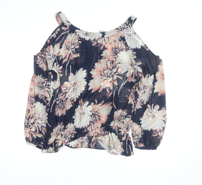 Next Women's Multicoloured Floral Cold Shoulder Blouse Size 12