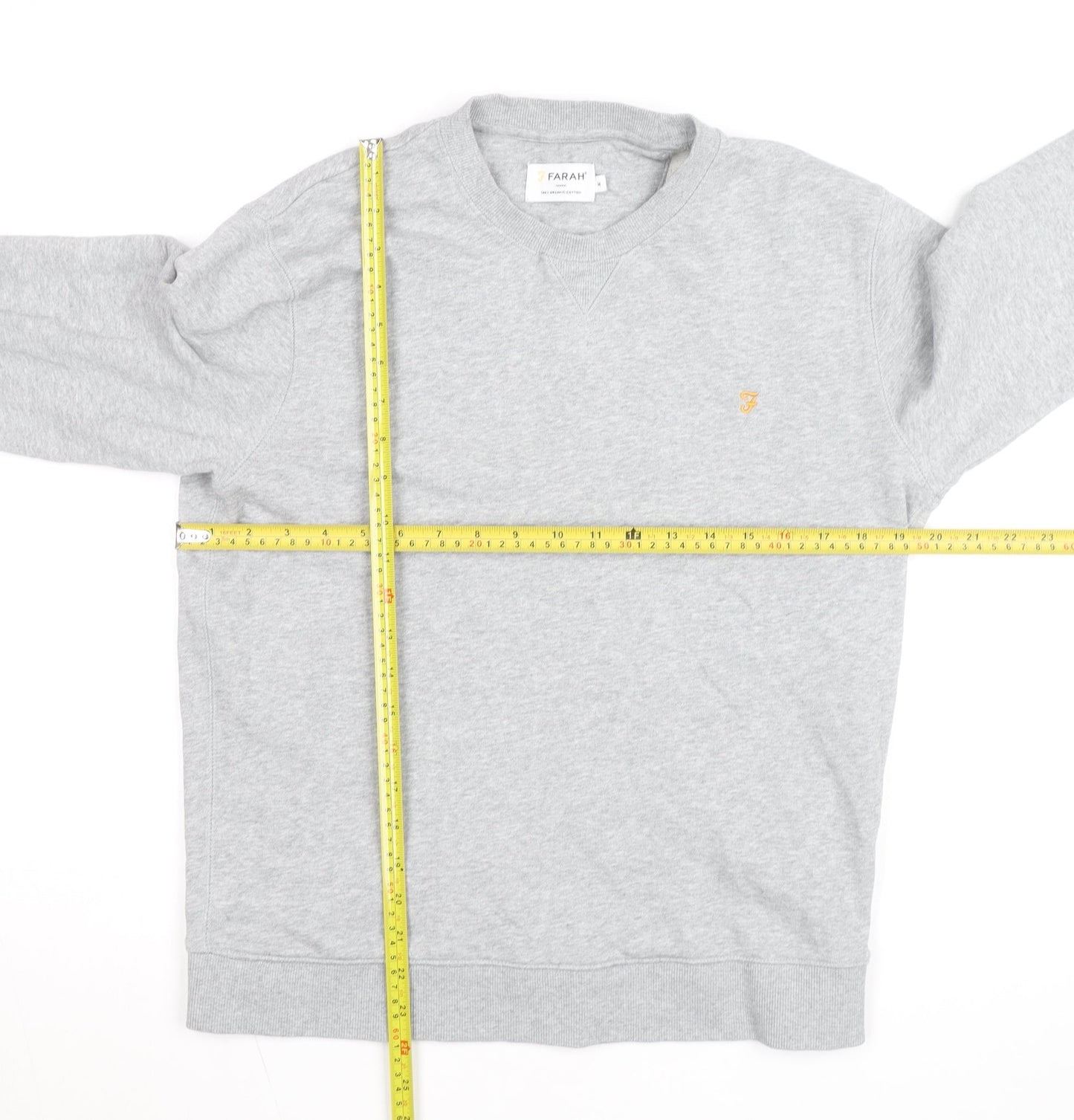 Farah Men's Grey Crew Neck Cotton Sweatshirt M Classic Fit
