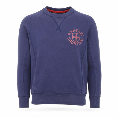 Rampant Sporting Men Blue Small Crew Neck Cotton Pullover Sweatshirt