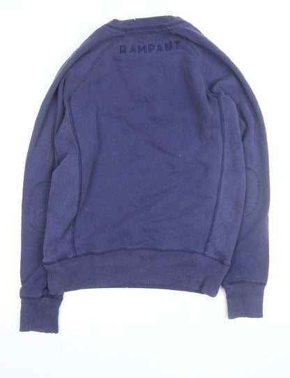 Rampant Sporting Men Blue Small Crew Neck Cotton Pullover Sweatshirt