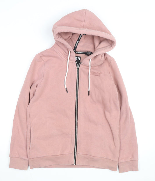 Superdry Womens Pink Full Zip Hoodie Size UK 8 Classic Fit
