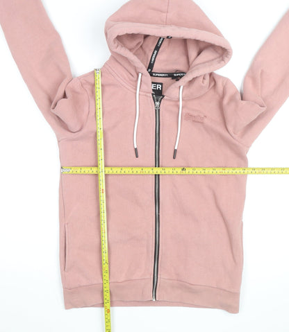 Superdry Womens Pink Full Zip Hoodie Size UK 8 Classic Fit