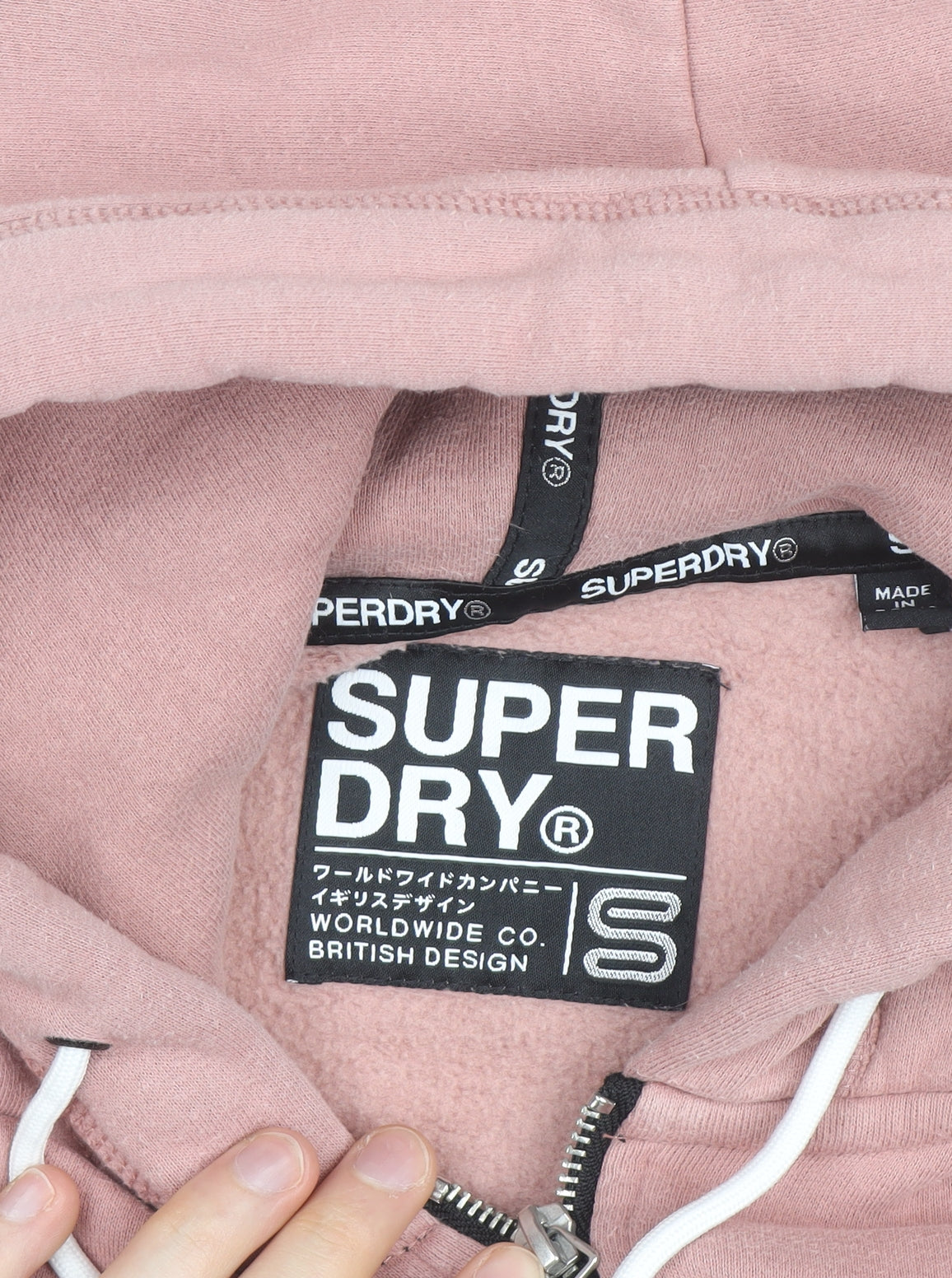 Superdry Womens Pink Full Zip Hoodie Size UK 8 Classic Fit