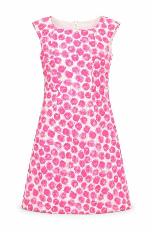 Front view of L.K. Bennett Women’s Pink Silk A-Line Sleeveless Dress, size UK 8