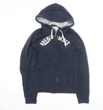 Abercrombie & Fitch Womens Navy Blue Full Zip Hoodie Size L Cotton Blend