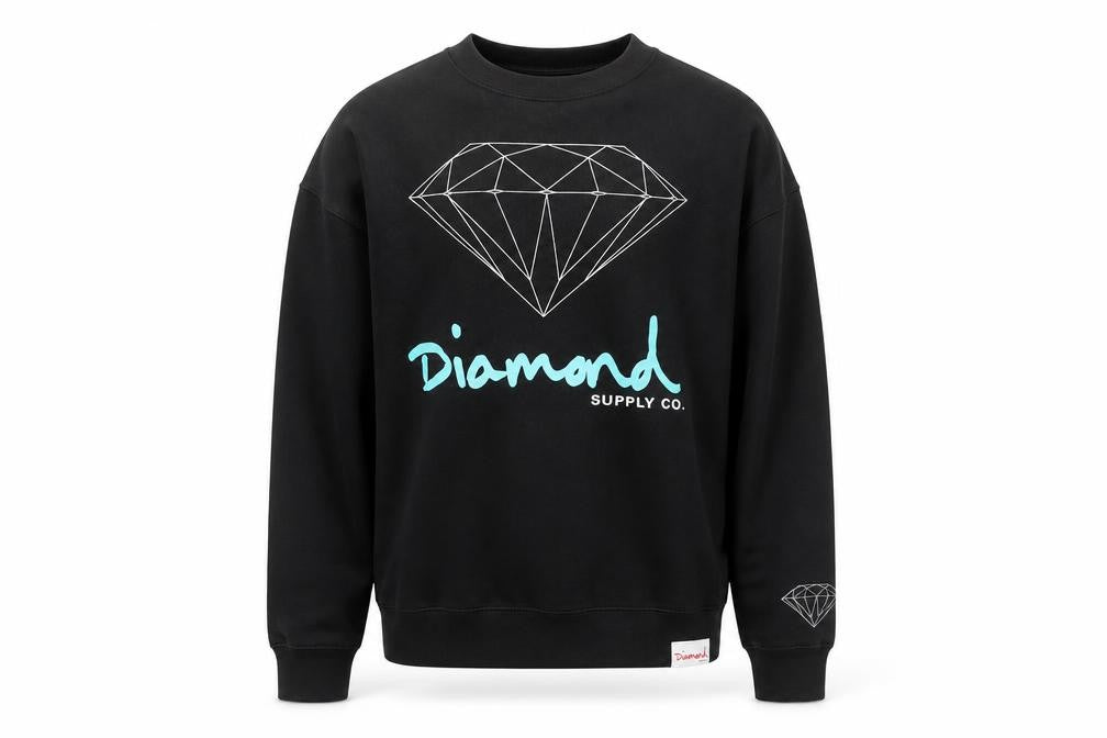 Diamond Supply Co. Men's Black Small Crew Neck Graphic Sweatshirt