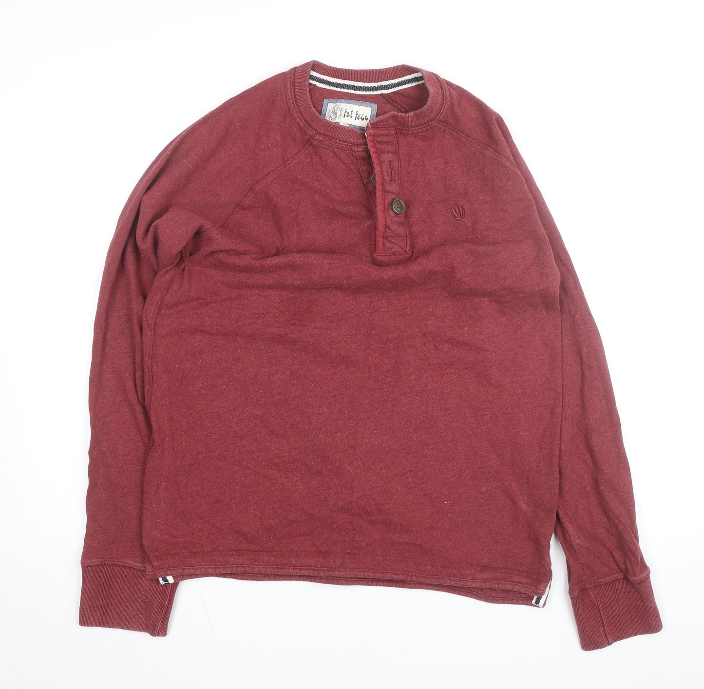 Fat Face Men's Red Long Sleeve Henley Cotton Top Size M