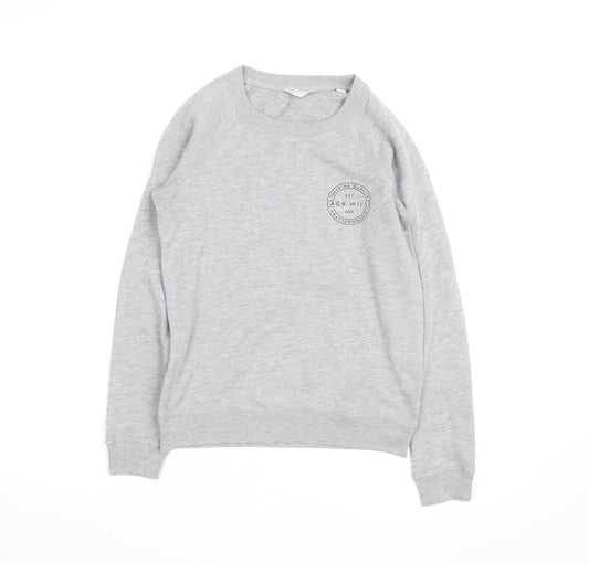 Additional front view of Jack Wills Grey Crew Neck Regular Fit Sweatshirt XS unisex