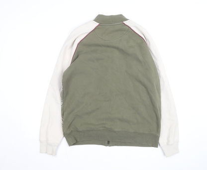 Quiksilver Men's Green & Cream Track Jacket Size L Full Zip Casual